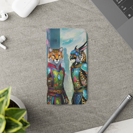 🐆🦜 Cybernetic Duets Flip Case – Neon Elegance & Digital Harmony