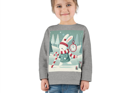 Candy Cane Timekeeper Bunny Toddler Long Sleeve Tee