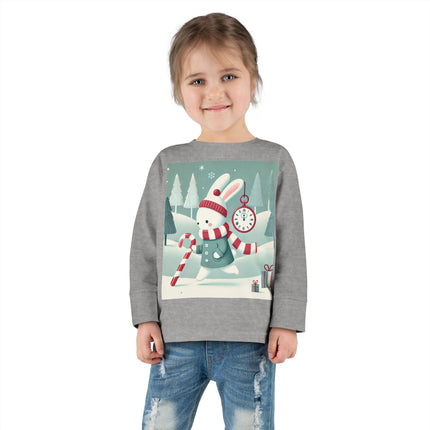 Candy Cane Timekeeper Bunny Toddler Long Sleeve Tee