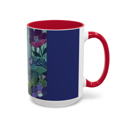The Lady Of The Moonlit Fountain Colorful Mugs – Art Deco Botanical Serenity