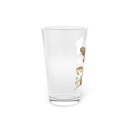 Blue Butterflies and Pomegranate Glass, 16oz
