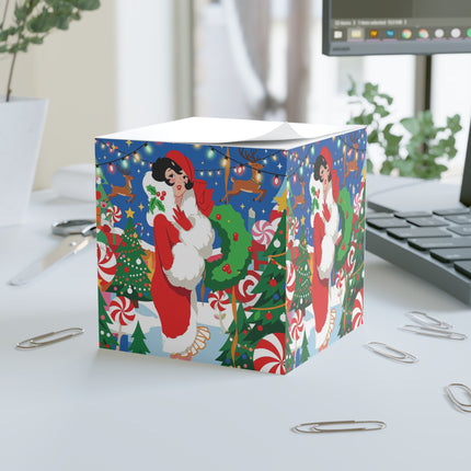 🍬🎄 The Lady Of The Peppermint Christmas Garden Note Cube – Art Deco Holiday Magic