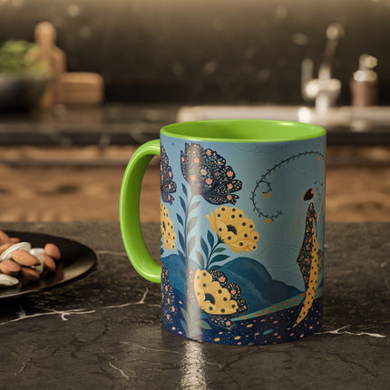 🌼🦋 The Enchanted Butterfly Garden Promenade Colorful Mug – Art Deco Floral Whimsy