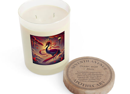 Regal Crimson Crane in the Autumn Mist Scented Candle - Full Glass, 11oz