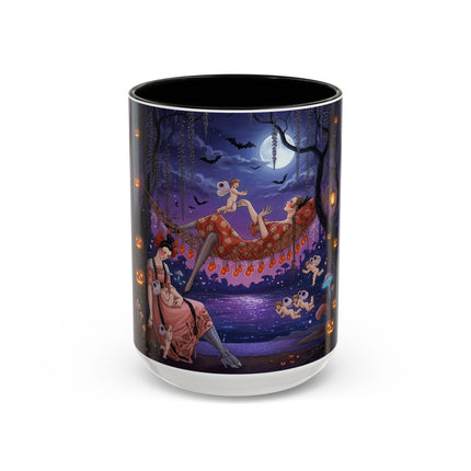 🌙🎃 Moonlit Mischief In The Pumpkin Grove Colorful Mug – Whimsical Halloween Fantasy