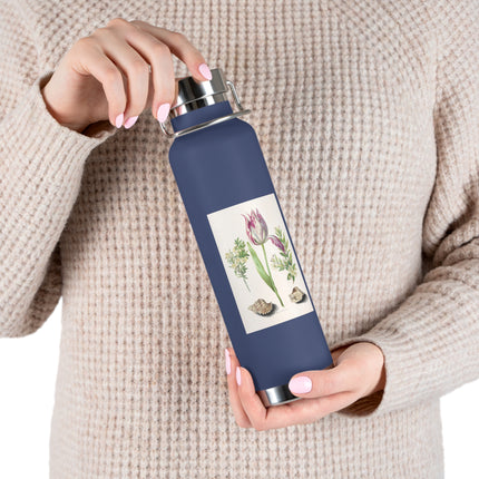 Tulip, Branches of Myrtle, and Shells by Maria Sibylla Merian Copper Vacuum Insulated Bottle, 22oz