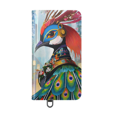 🦚🌸 Techno Plumes Peacock Flip Case – Neon Elegance & Sakura Dreams