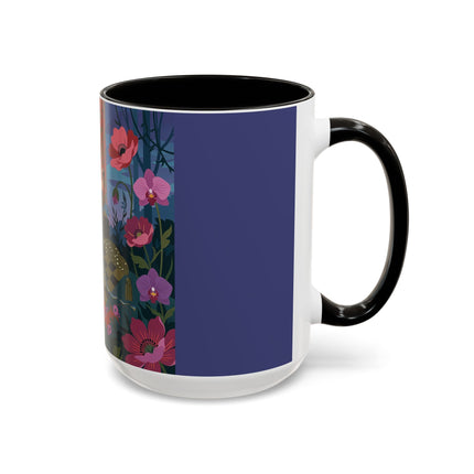 The Lady And The Midnight Birdcage Colorful Mugs – Art Deco Botanical Elegance