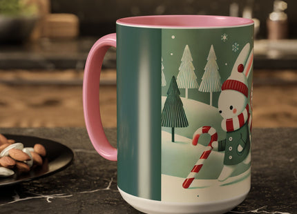 Candy Cane Timekeeper Bunny Colorful Mugs (11oz, 15oz)