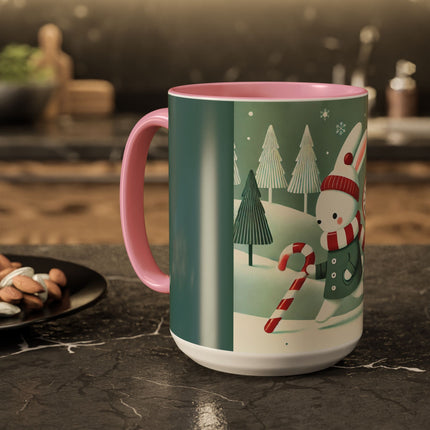 Candy Cane Timekeeper Bunny Colorful Mugs (11oz, 15oz)
