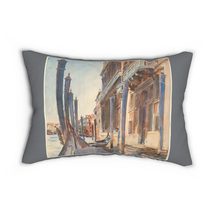 Gondola Moorings on the Grand Canal by John Singer Sargent Spun Polyester Lumbar Pillow