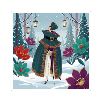🏮❄️ The Winter Lantern Promenade Kiss-Cut Sticker – Art Deco Holiday Fantasy