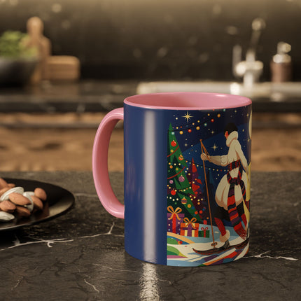 🌙🎿 The Moonlit Christmas Skier Colorful Mug – Whimsical Holiday Fantasy