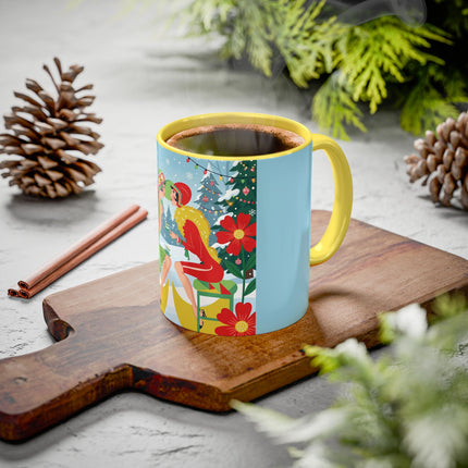 ☕🎄 Christmas Tea In The Snow Garden Colorful Mug – Art Deco Holiday Friendship
