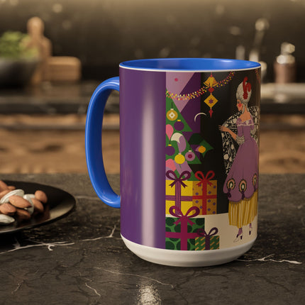 🎁✨ The Lavender Christmas Masquerade Colorful Mug – Art Deco Holiday Fantasy