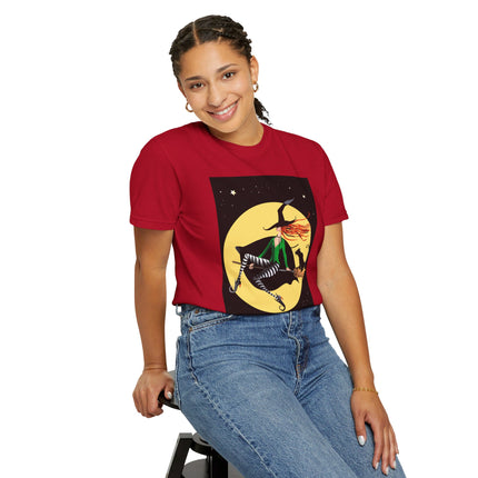 A Witch’s Moonlit Flight Unisex Garment-Dyed T-shirt