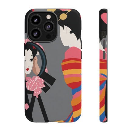 Geisha Mirror Phone Case – Elegant Reflection & Timeless Beauty