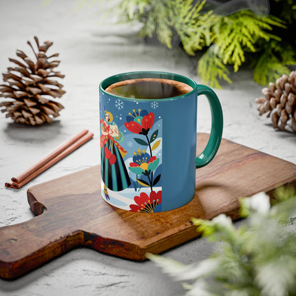 ❤️❄️ The Winter Heart Messenger Colorful Mug – Art Deco Snow Garden Fantasy