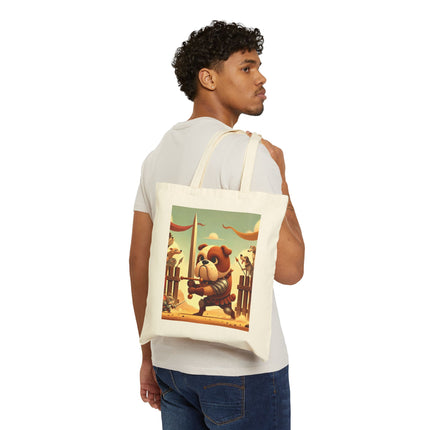 The Bulldog Duel Cotton Canvas Tote Bag – Bravery, Charm & Whimsical Valor
