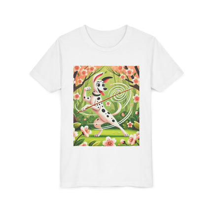 Dalmatian Dance in the Cherry Blossom Grove Youth Short Sleeve Tee