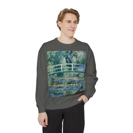 Water Lilies and Japanese Bridge by Claude Monet Unisex Garment-Dyed Sweatshirt
