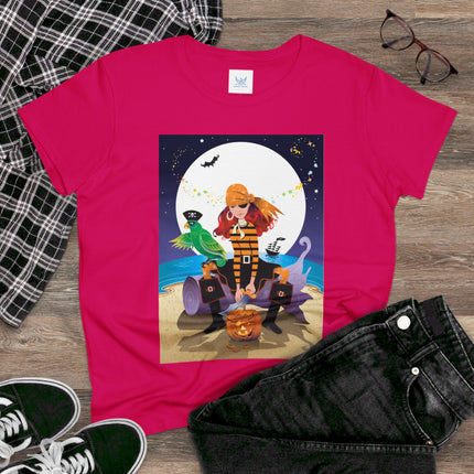 Moonlit Pirate Halloween Women's Midweight Cotton Tee