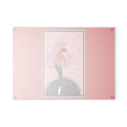 Woman Waiting for her Beloved at 1:59 Glass Cutting Board