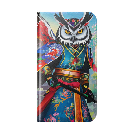 🦉⚔️ Cyberpunk Samurai Owl Flip Case – Neon Wisdom & Warrior Honor