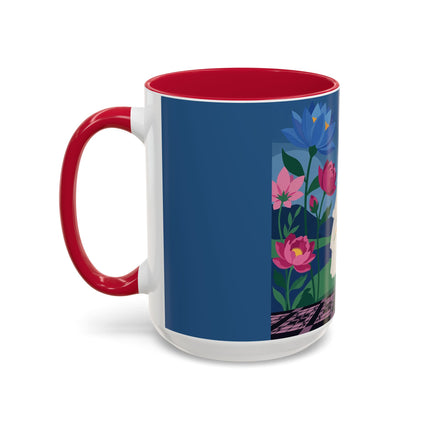 The Lady Of The Golden Parasol Colorful Mugs – Art Deco Botanical Elegance