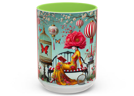 Reading in a Painted Garden Colorful Mugs (11oz, 15oz)