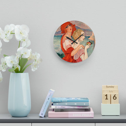 Sur la Route d'Anacapri by Gerda Wegener Acrylic Wall Clock, Round and Square