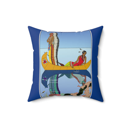 Le long du Missouri (Indian couple on the Missouri River) by George Barbier Spun Polyester Square Pillow
