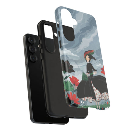 🌧️🌺 The Stormy Flower Walk Phone Case – Art Deco Floral Fashion