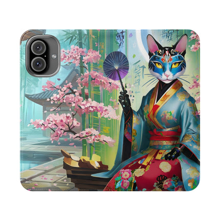 🌸✨ Cyberpunk Geisha Flip Case – Neon Elegance & Futuristic Grace