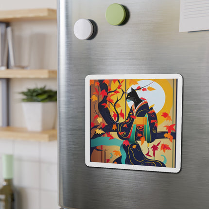 Black Cat in Kimono Die-Cut Magnets (5 Sizes)