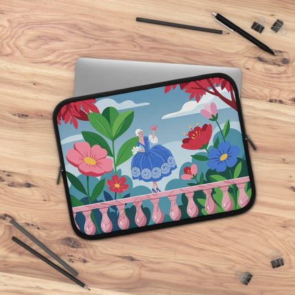 🌺🪭 The Lady Of The Grand Garden Terrace Laptop Sleeve – Art Deco Floral Elegance