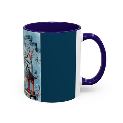 Spotted Crab & Pagoda Colorful Mug – Mystical Ocean & Asian Harmony