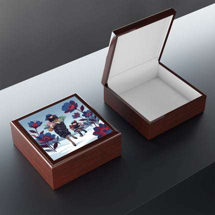 🎁🌺 The Christmas Gift Garden Stroll Jewelry Box – Art Deco Holiday Fantasy