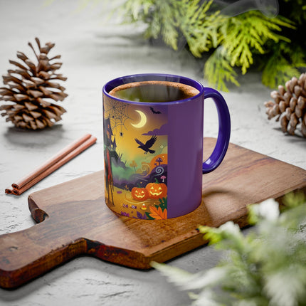 🌙🎃 The Scarecrow Of Haunted Hollow Colorful Mug – Whimsical Halloween Mystery