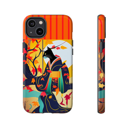 Black Cat in Kimono Phone Cases