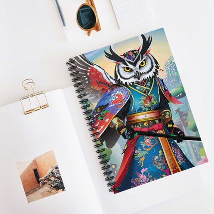 Cyberpunk Samurai Owl Spiral Notebook - Ruled Line