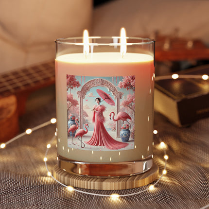 Petals, Porcelain, and Flamingos Scented Candle - Full Glass, 11oz