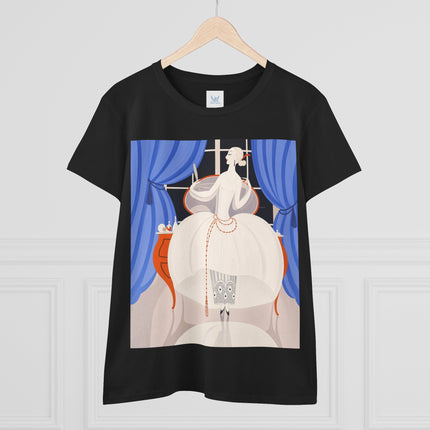 🦢💎 The Ivory Midnight Muse Cotton Tee – Art Deco Fashion Elegance