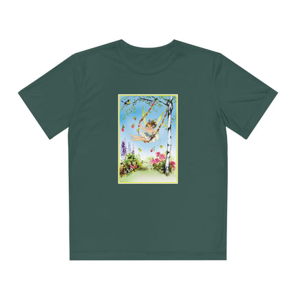 Spring Fairy's Floral Swing Youth Competitor Tee – Garden Magic & Whimsical Adventure