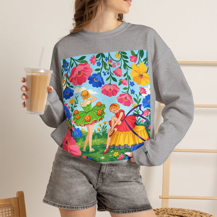 🌸🧚 The Fairies In The Flower Garden Crewneck Sweatshirt – Art Deco Floral Whimsy
