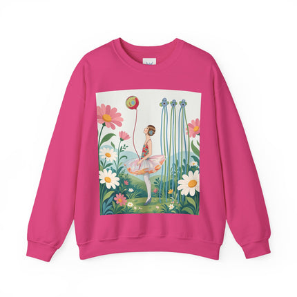 🌼🎈 The Garden Balloon Dancer Crewneck Sweatshirt – Art Deco Floral Whimsy