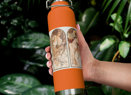 The Seasons by Alphonse Maria Mucha Copper Vacuum Insulated Bottle, 22oz