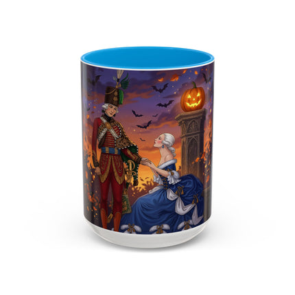 🎃💙 The Pumpkin Lantern Courtship Colorful Mug – Romantic Halloween Elegance