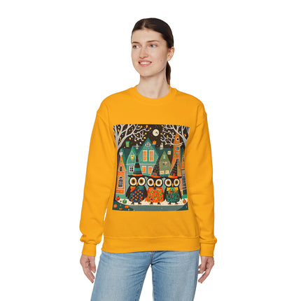Night of the Trick-or-Treating Owlets Unisex Heavy Blend™ Crewneck Sweatshirt