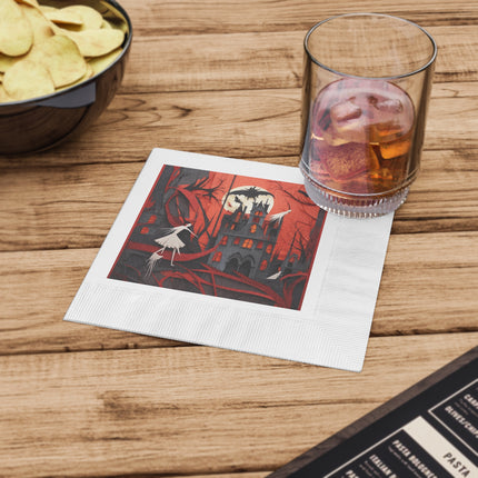 Halloween Night Scene White Coined Napkins